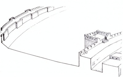 Strategic plan of Mari III (about 2200-1900 BC). The towered city walls run externally along a pomerium while, within, the keep stands out.