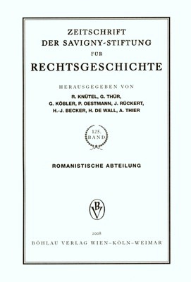 Zeitschrift der Savigny-Stiftung für Rechtsgeschichte (ZRG). Jg. 125. Romanistische Abteilung. Wien: Böhlau 2008; ISBN dieser Ausgabe: ISBN dieser Ausgabe: 978-3-205-77848-6, X, 1035 Seiten