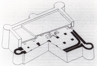 Abb.2: Rekonstruktion des Tempels von Tilla Tepe von der Wende des 2. Jahrtausends v. Chr.; Foto: V. I. Sarianidi)