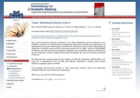 Tanais. Marketing-E-Glossar - Universität des Saarlandes. Fachrichtung 4.6. Russische Abteilung. Angewandte Sprachwissenschaft sowie Übersetzen und Dolmetschen.