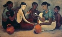 Amrita Sher-Gil, Bride's Toilet. Oil on canvas -National Gallery of Modern Art, Neu Delhi ( Not included in the exhibition) © Copyright the artist: Amrita Sher-Gil