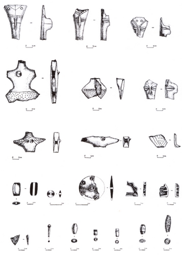Some findings picked up on the surface before excavations in September 2003.