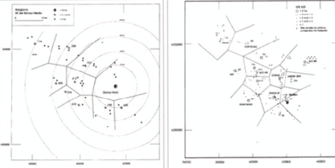 Il sistema Gonur-centrico secondo Salvatori (2004) - Lattice poligonale di Thiessen calcolato su Gonur Sud (IsIAO 1998).