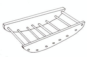 8. Slitta egiziana a bilanciere per il trasporto di carichi pesanti. Nell'antichità questo tipo di slitta era comune a tutti i paesi con piste sabbiose e limo-sabbiose. (da Clarke e Engelbach: 1930, fig. 89); ibid., pg 29.