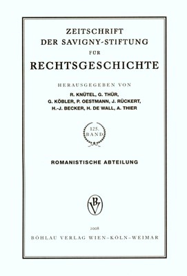 Zeitschrift der Savigny-Stiftung für Rechtsgeschichte (ZRG). Jg. 125. Romanistische Abteilung. Wien: Böhlau 2008; ISBN dieser Ausgabe: ISBN dieser Ausgabe: 978-3-205-77848-6, X, 1035 Seiten