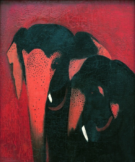 Amrita Sher-Gil, Zwei Elefanten, ca. 1940. Öl auf Leinwand - National Gallery of Modern Art, Neu Delhi © Copyright the artist: Amrita Sher-Gil
