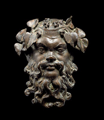 Fig.11: Cat. No. 221 Mask of Silenus (Begram, Room 13), 1st-2nd centuries AD (bronze, 9.5 x 7.9 cm (3 3/ 4 x 3 1/ 8)) - National Museum of Afghanistan © Thierry Ollivier / Musée Guimet