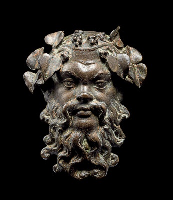 Fig.11: Cat. No. 221 Mask of Silenus (Begram, Room 13), 1st-2nd centuries AD (bronze, 9.5 x 7.9 cm (3 3/ 4 x 3 1/ 8)) - National Museum of Afghanistan © Thierry Ollivier / Musée Guimet