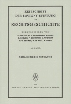 Zeitschrift der Savigny-Stiftung für Rechtsgeschichte (ZRG). Jg. 126. Romanistische Abteilung