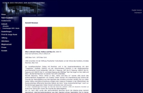 Barnett Newman - Who's Afraid of Red, Yellow and Blue IV, 1969-70. Acryl auf Leinwand, 274,3 x 604,5 cm. Quelle: Verein der Freunde der Nationalgalerie