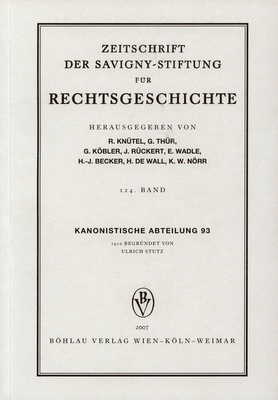 Zeitschrift der Savigny-Stiftung für Rechtsgeschichte (ZRG). Kanonistische Abteilung. Jg. 93. Wien: Böhlau 2007; ISBN dieser Ausgabe: 978-3-205-77691-8   VII, 547 Seiten.