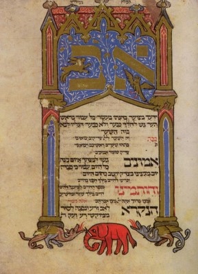 Tafel 28 (Bl. 174r): Während die Tiersymbole aus anderen Illustrationen hinreichend bekannt sind, ist die Bedeutung des roten Elefanten unklar. E. Katz deutet sie aus einem Zitat aus dem Babylonischen Talmud (Traktat Bava Metsia, Bl. 38b): "Du bist wahrscheinlich aus Pumbeditha (Schule in Babylonien), die einen Elefanten durch ein Nadelöhr gehen lassen". Das Rot soll die Sünde symbolisieren, durch den roten Elefanten also mag der Sünder ermahnt werden, sich von seinem schlechten Weg abzukehren, andernfalls wird er die Tore des Himmels ebensowenig passieren, wie ein Elefant durch ein Nadelöhr hindurchschlüpfen kann.