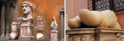 Rom. Die weltberühmten kolossalen Fragmente der Konstantinstatue stehen im Innenhof des Kapitolinischen Museums (Fotos: ArcTron 3D GmbH)