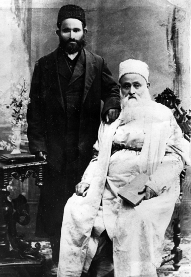Afghanische Einwanderer, Mashiach Gul und Daniel Gul., Präsident der Afghan Jüdischen Gemeinde in Palästina, 1917 Afghanische Einwanderer, Mashiach Gul und Daniel Gul., Präsident der Afghan Jüdischen Gemeinde in Palästina, 1917