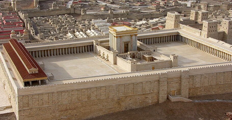 Modell des Herodestempels, wie es im „Holyland Model of Jerusalem“ dargestellt ist, einem maßstabsgetreuen Modell, das im Israel-Museum in Jerusalem ausgestellt ist - FOTLbill, 31. Dezember 2007 - public domain Modell des Herodestempels, wie es im „Holyland Model of Jerusalem“ dargestellt ist, einem maßstabsgetreuen Modell - public domain