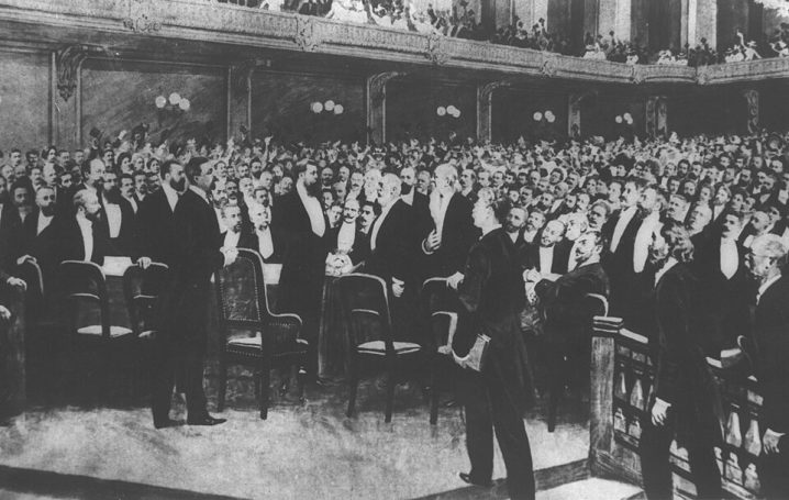 Teilnehmer des ersten Zionistenkongresses 1897 in Basel, Schweiz, Courtesy: National Photo Collection of Israel Teilnehmer des ersten Zionistenkongresses 1897 in Basel, Schweiz, Courtesy: National Photo Collection of Israel