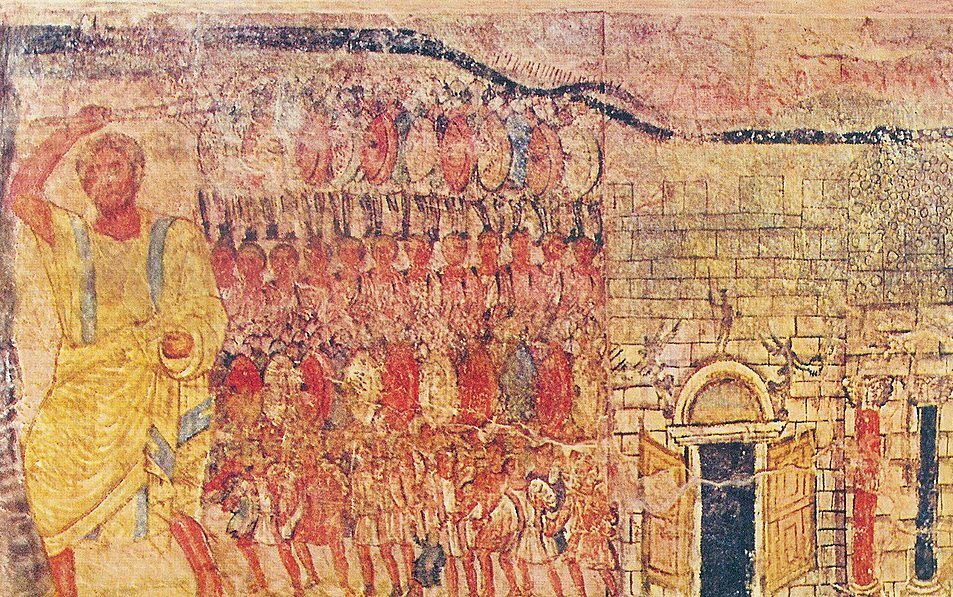 Auszug aus Ägypten; Wandmalerei in der Synagoge von Dura Europos, Syrien, 244 n. Chr. - Foto: Adaptation by Marsyas - public domain Auszug aus Ägypten; Wandmalerei in der Synagoge von Dura Europos, Syrien, 244 n. Chr. - Foto: Adaptation by Marsyas - public domain