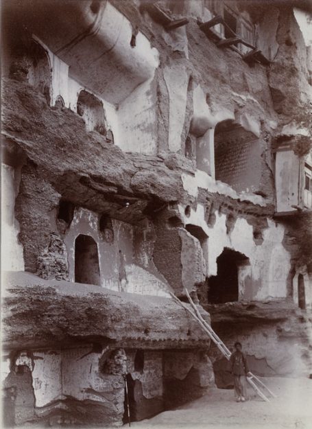 Exterior view Dunhuang Caves (Cat. Stein LHAS Photo 37.3.20)
at the middle of the southern group of the Caves of the Thousand Buddhas